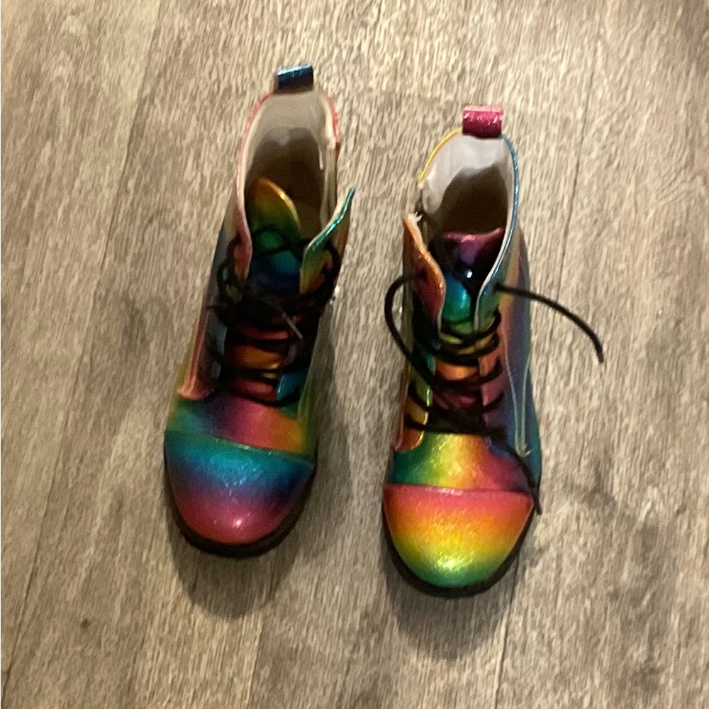 Pipperdoodles Colorful Rainbow Lace-Up Boots